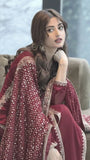 Poshkari Luxury Silk Embroidered 3 Pc Unstithced Suit