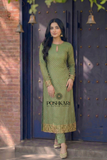 Poshkari Pistachio Chiffon Embroidered Unstitched Collection