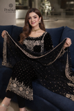 Poshkari Luxury Velvet Embroidered 3 Pc Unstitched Collection BLACK
