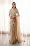 Poshkari Luxury Unstitched Net Mirror work & Embroidered Saree J1438