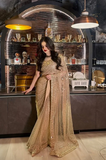 Poshkari Luxury Unstitched Net Mirror work & Embroidered Saree J1438