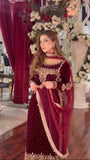 Poshkari Luxury Velvet Embroidered Collection Maroon Majesty (aneelas )