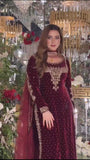 Poshkari Luxury Velvet Embroidered Collection Maroon Majesty (aneelas )