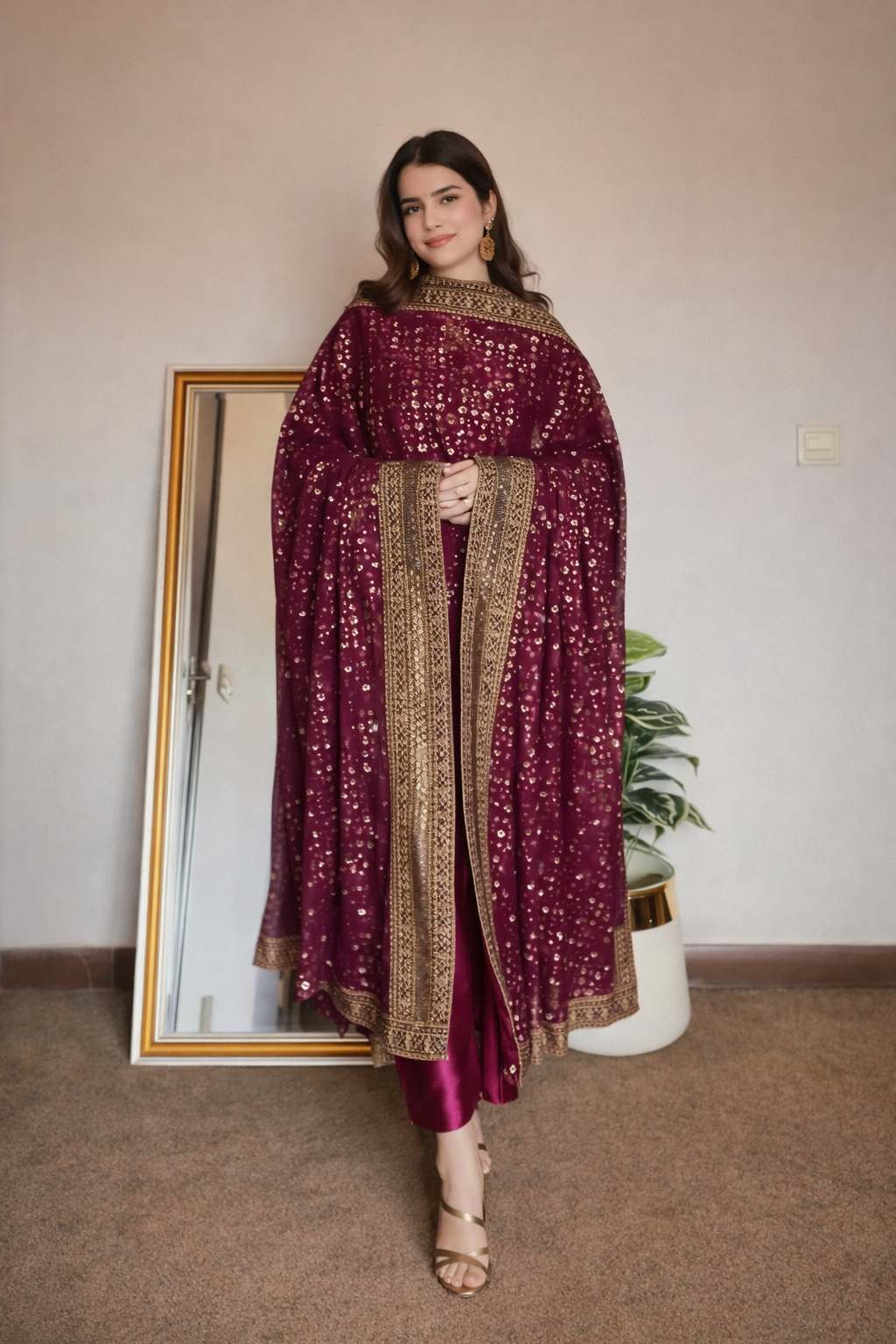 Poshkari Luxury Silk Embroidered 3 Pc Unstithced Suit
