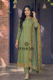 Poshkari Pistachio Chiffon Embroidered Unstitched Collection