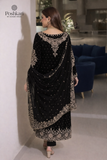 Poshkari Luxury Velvet Embroidered 3 Pc Unstitched Collection BLACK